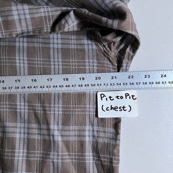 John Varvatos Plaid Button Up Long Sleeve Shirt - Men's Size M - Brown - Picture 6 of 9